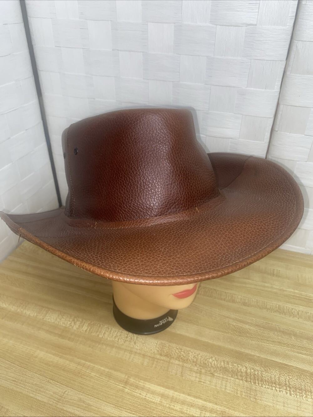 Distressed Leather Cowboy Outback Hat Brown Western Bush Style XL Made Mexico